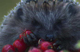 Photo of hedgehog that collects wildberries