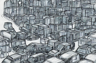 drawing of boxes that go down the road like trucks